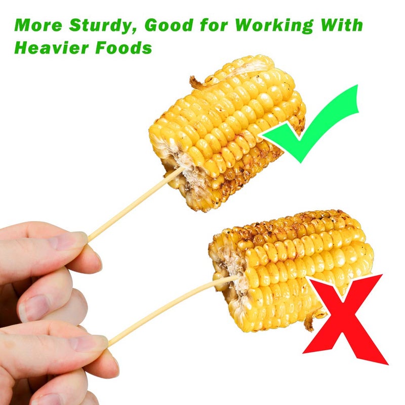 Hysagtek 400 Pcs Wood Skewers 6 Inch Bamboo Skewers Fruit Skewer Chocolate Fountain Sticks Fondue Sticks for Appetizer, BBQ, Cocktail, Kabob, Chocolate Fountain, Barbecue, Party - Image 2